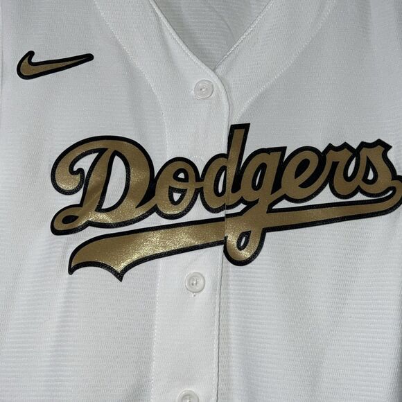 Los Angeles Dodgers 2022 All Star Game Jersey Blank White/Gold Women’s Jersey XL - Picture 2 of 7